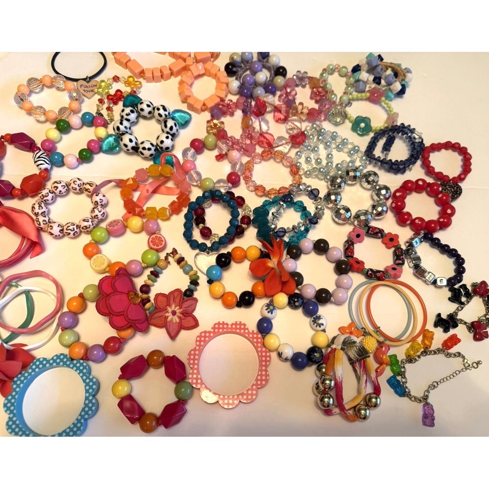 Gymboree Vintage Girls Jewelry Necklace Bracelets Charms Lot of 50 Dress Up Play